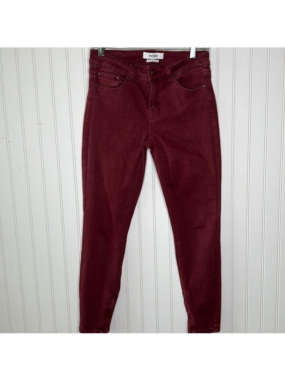 - Pistola Red Ankle Zipper Skinny Jeans 27